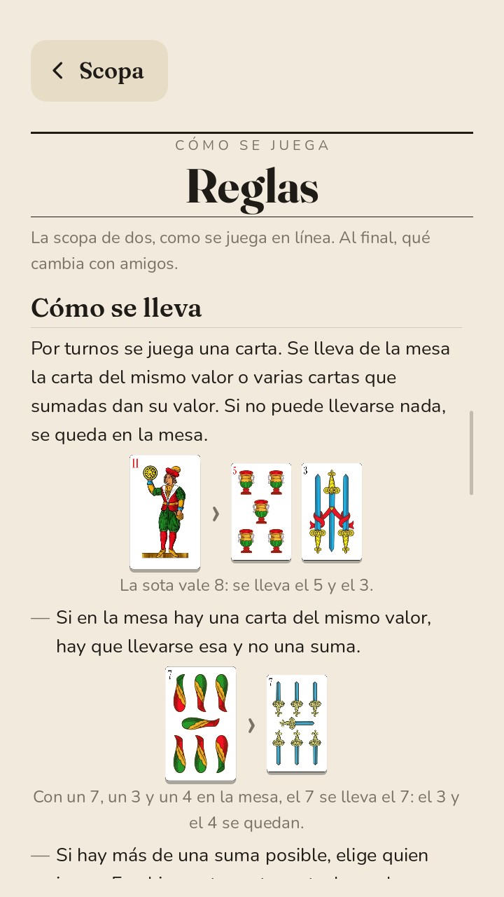 La pantalla de las reglas: cómo se lleva, con las cartas dibujadas